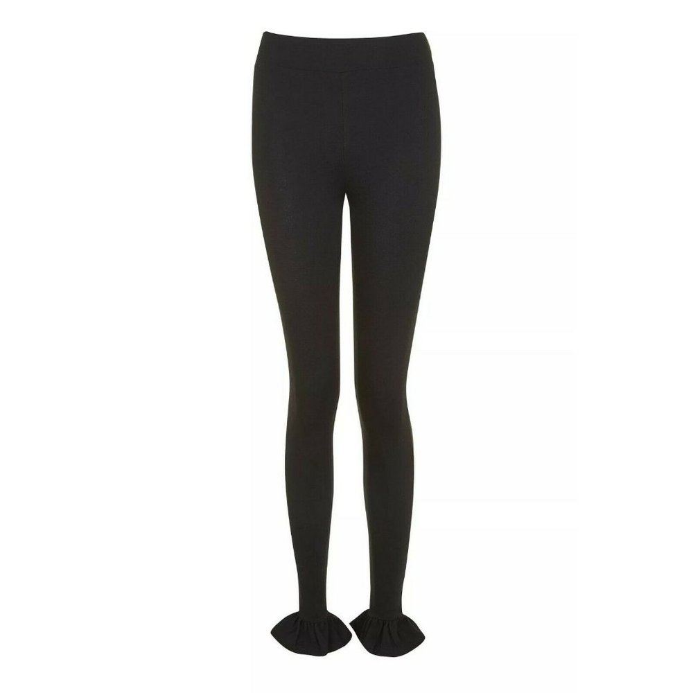Topshop Black Ruffled Hem Leggings Sz 8 NWOT